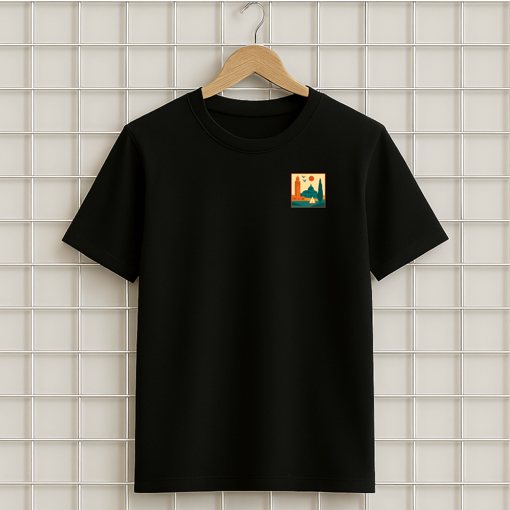 T-shirt noir Casablanca Morocco unisexe en coton