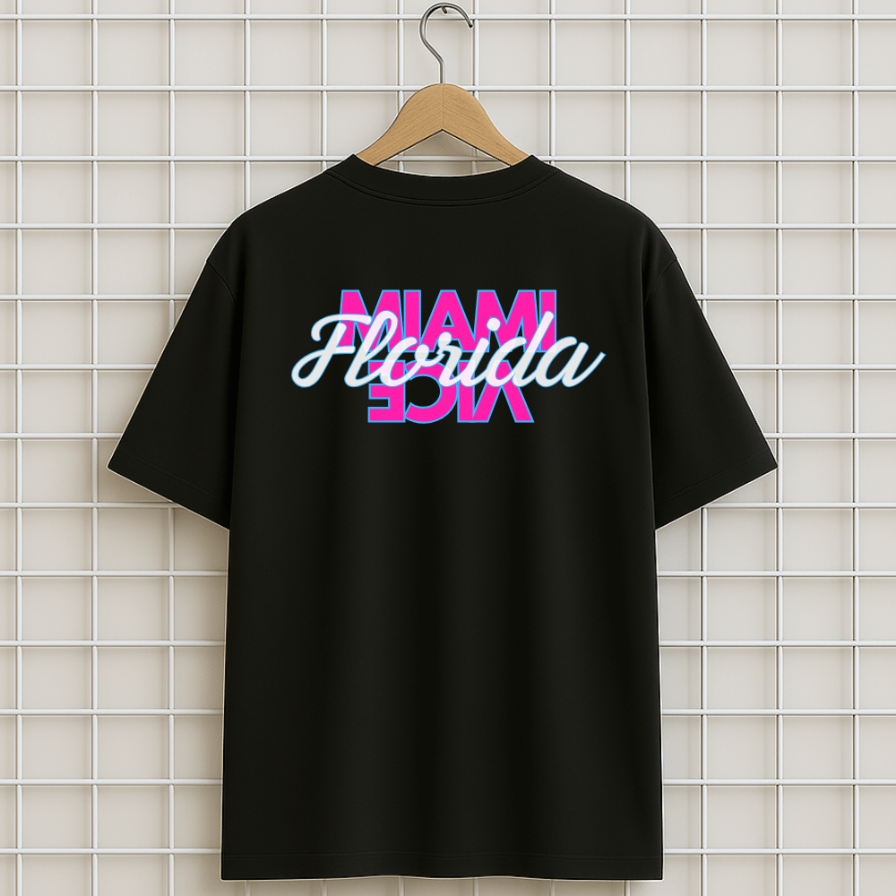 T-shirt noir Miami Vice Florida Oversize Unisexe