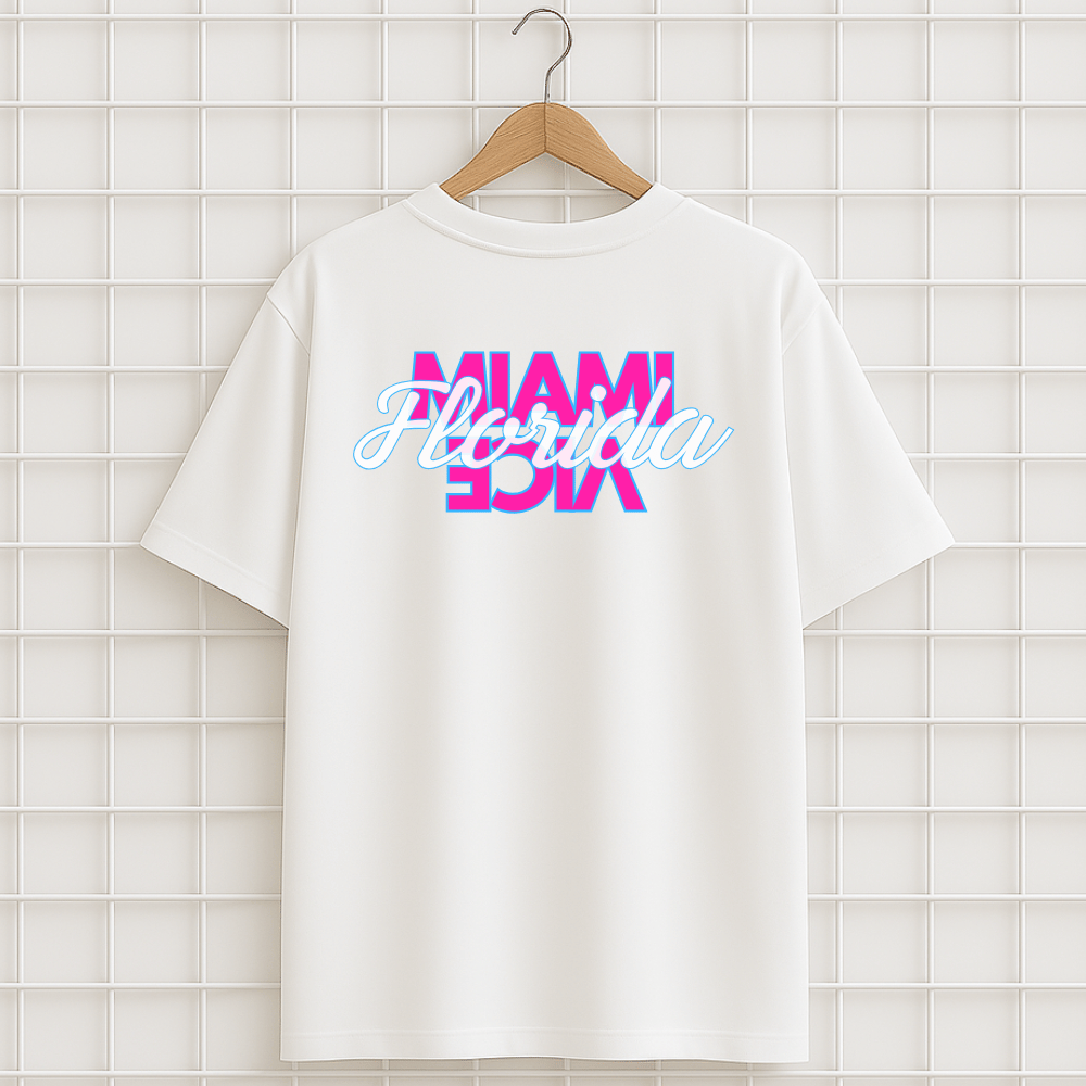 T-shirt blanc Miami Vice Florida Oversize Unisexe