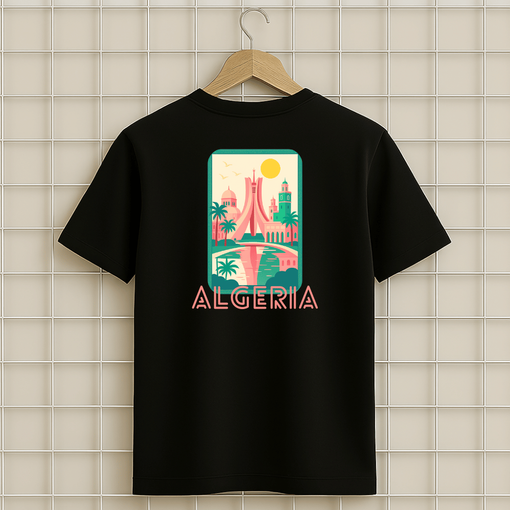 T-shirt noir Algerie Algeria DZ unisexe en coton