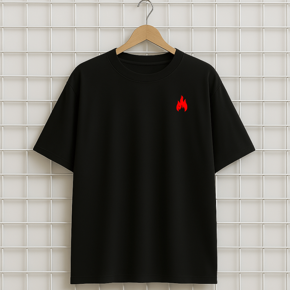 T-shirt noir FEU FUEGO HOT Oversize