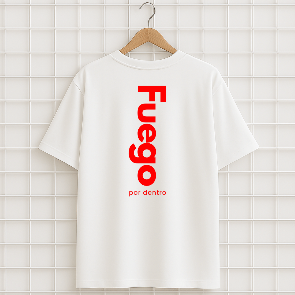 T-shirt blanc FEU FUEGO HOT Oversize