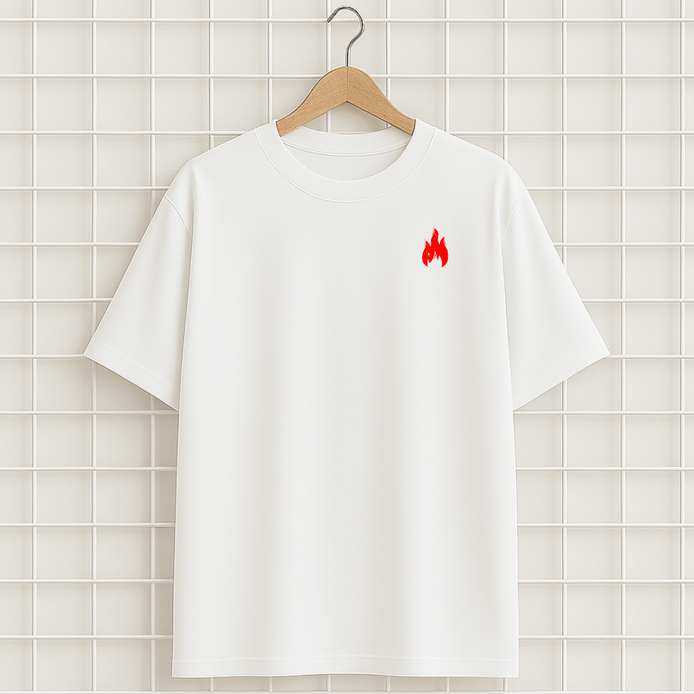 T-shirt blanc FEU FUEGO HOT Oversize
