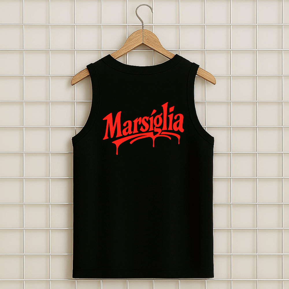 Debardeur marcel noir Marseille 13 unisexe en coton