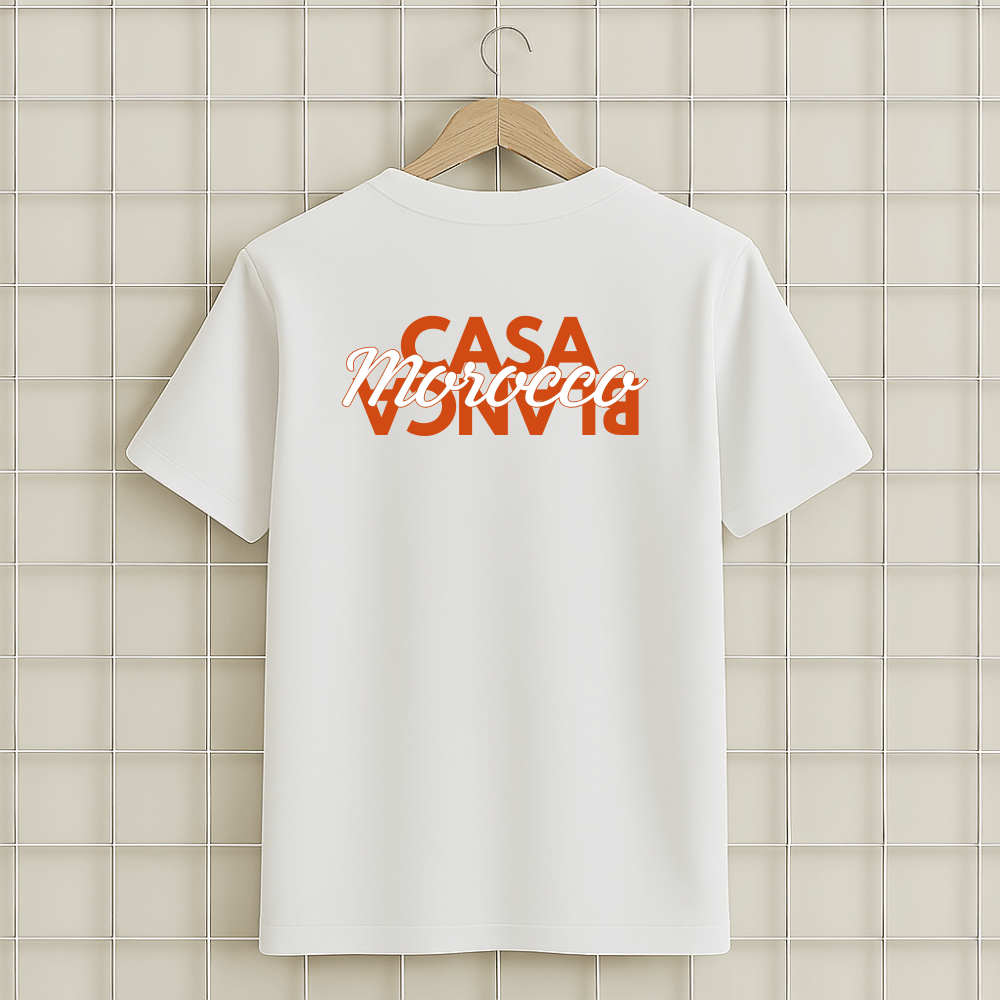 T-shirt blanc Casablanca Morocco unisexe en coton