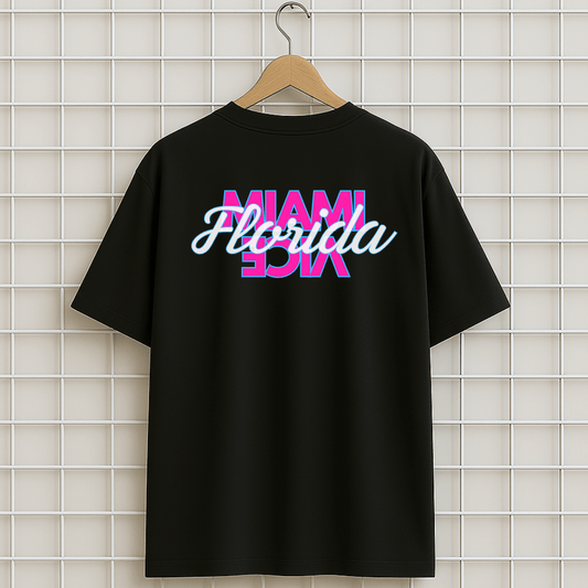 T-shirt noir Miami Vice Florida Oversize Unisexe
