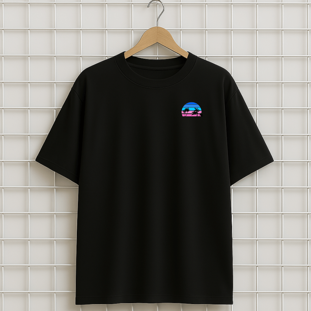 T-shirt noir Miami Vice Florida Oversize Unisexe