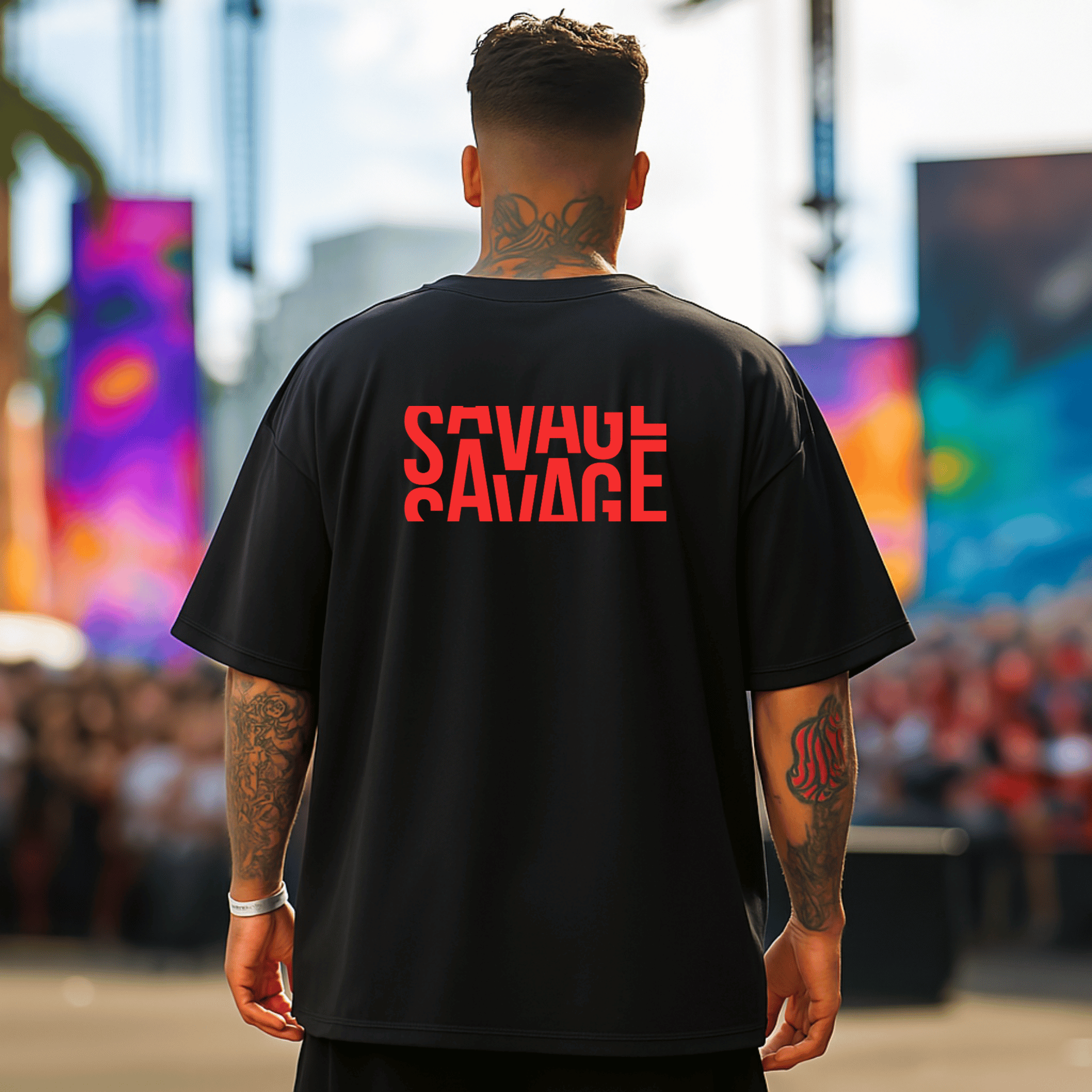 T-shirt noir SAVAGE SAUVAGE Oversize homme