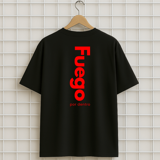 T-shirt noir FEU FUEGO HOT Oversize