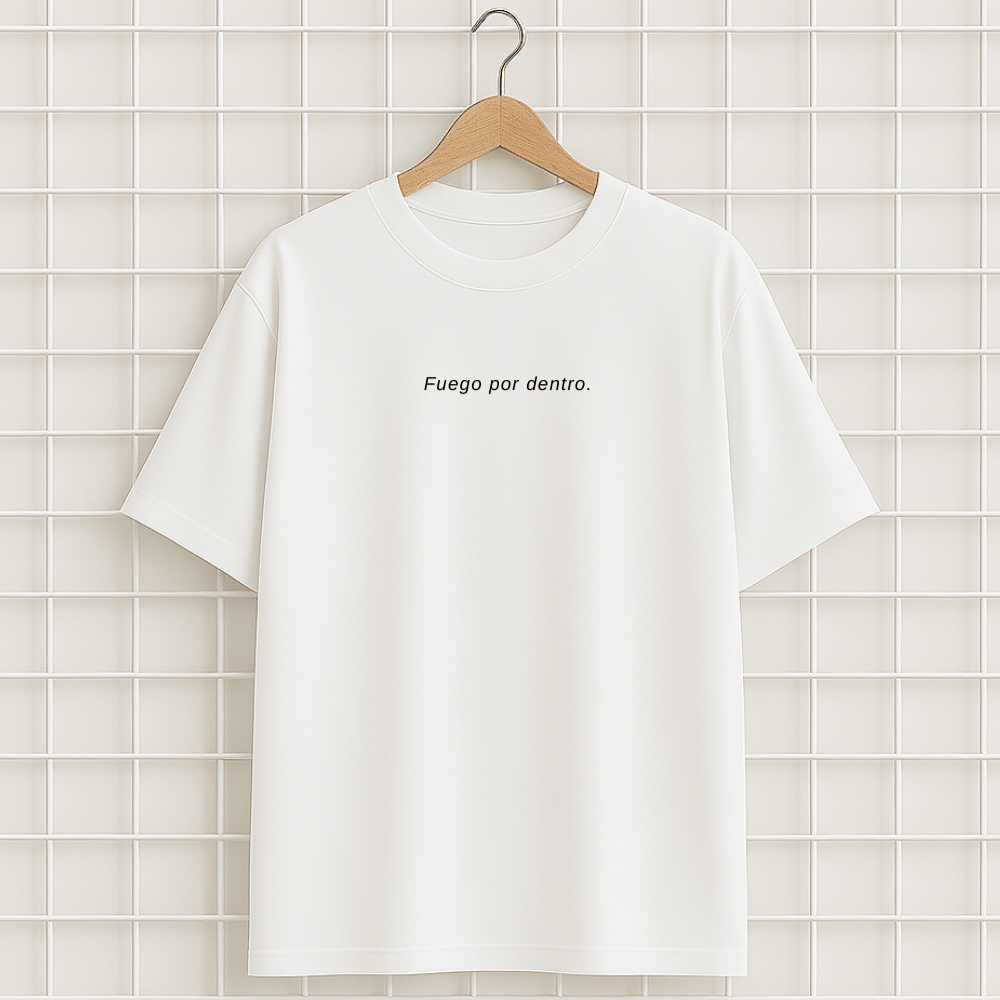 T-shirt blanc FEU FUEGO FLAMME Oversize Unisexe