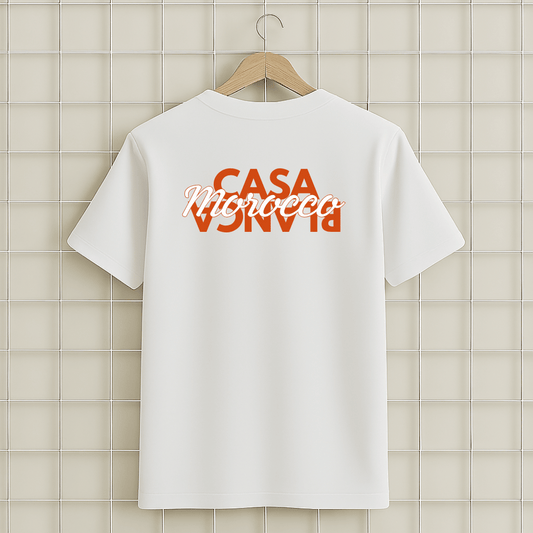 T-shirt blanc Casablanca Morocco unisexe en coton