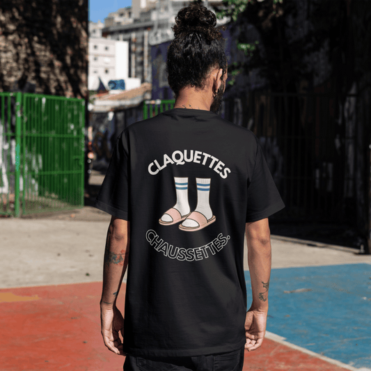 T-shirt CLAQUETTES CHAUSSETTES unisexe en coton