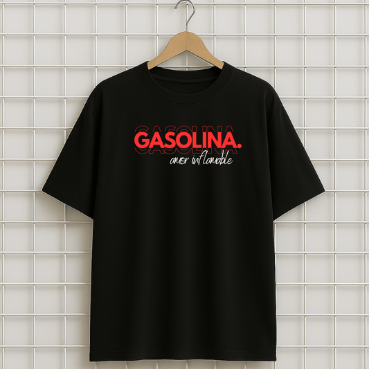 T-shirt noir GASOLINA AMOR Oversize Unisexe