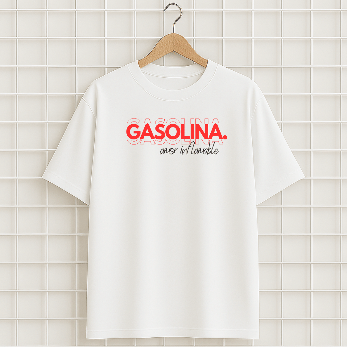T-shirt blanc GASOLINA AMOR Oversize Unisexe