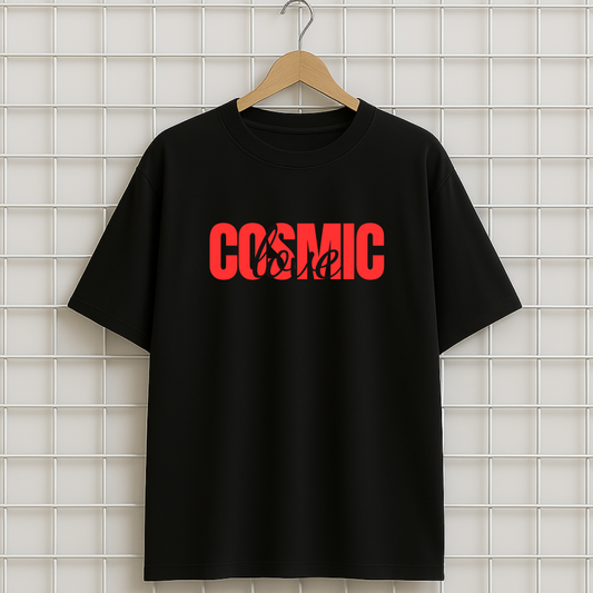 T-shirt noir COSMIC LOVE AMOUR Oversize