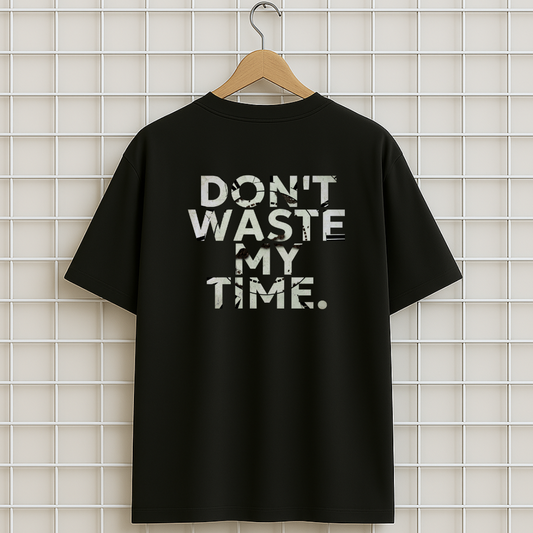 T-shirt noir WASTE MY TIME Oversize